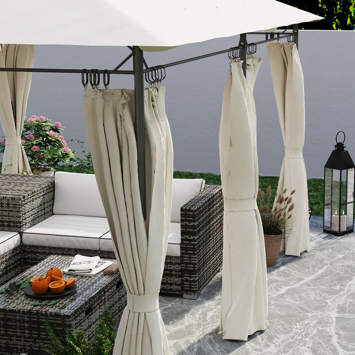 Outsunny Gazebo De Terrasse 10 x 13 pi Avec Rideaux, Blanc Creme