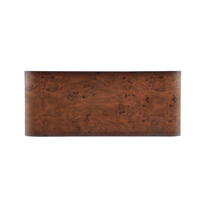 Table basse cascade rectangulaire Haven 53,7 pouces moderne placage bois avec bords arrondis, brun
