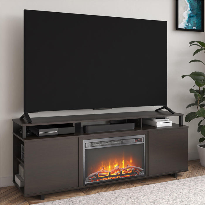 Meuble pour téléviseur Mason d’Ameriwood Home avec foyer électrique pour téléviseurs jusqu’à 65 po - espresso