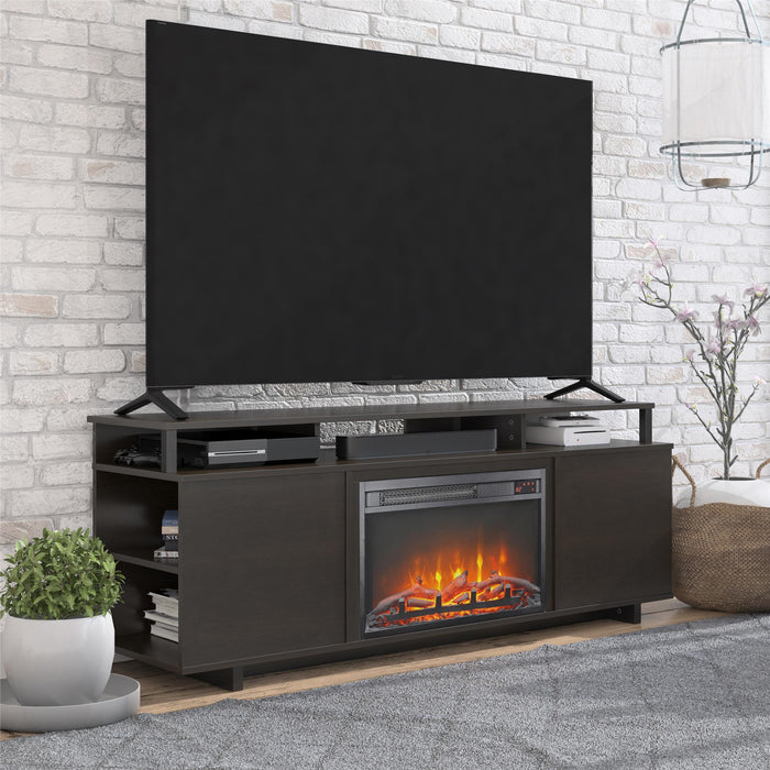 Meuble pour téléviseur Mason d’Ameriwood Home avec foyer électrique pour téléviseurs jusqu’à 65 po - espresso