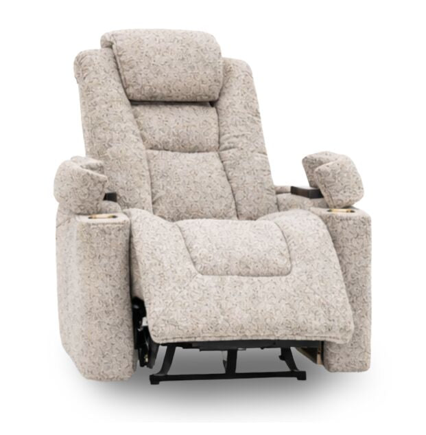 Fauteuil à inclinaison électrique Riley de 35,4 po en tissu apparence lin avec appuie-tête électrique - gris 