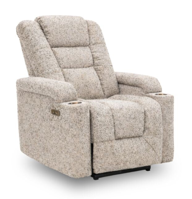 Fauteuil à inclinaison électrique Riley de 35,4 po en tissu apparence lin avec appuie-tête électrique - gris 