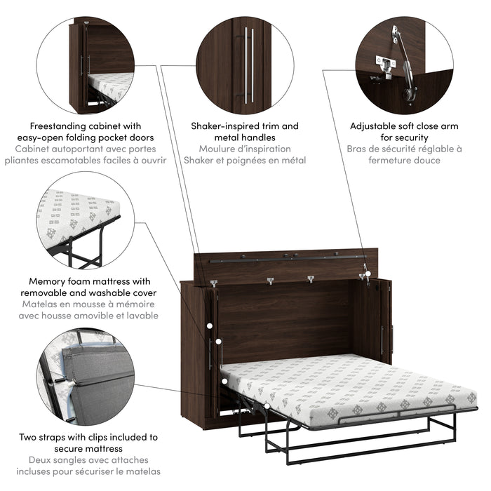 Armoire-grand lit Pur de Bestar de 75 po (L) avec matelas – noyer noir