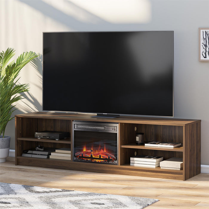 Meuble pour téléviseur Mainstays d’Ameriwood Home avec foyer électrique pour téléviseurs jusqu’à 75 po - noyer