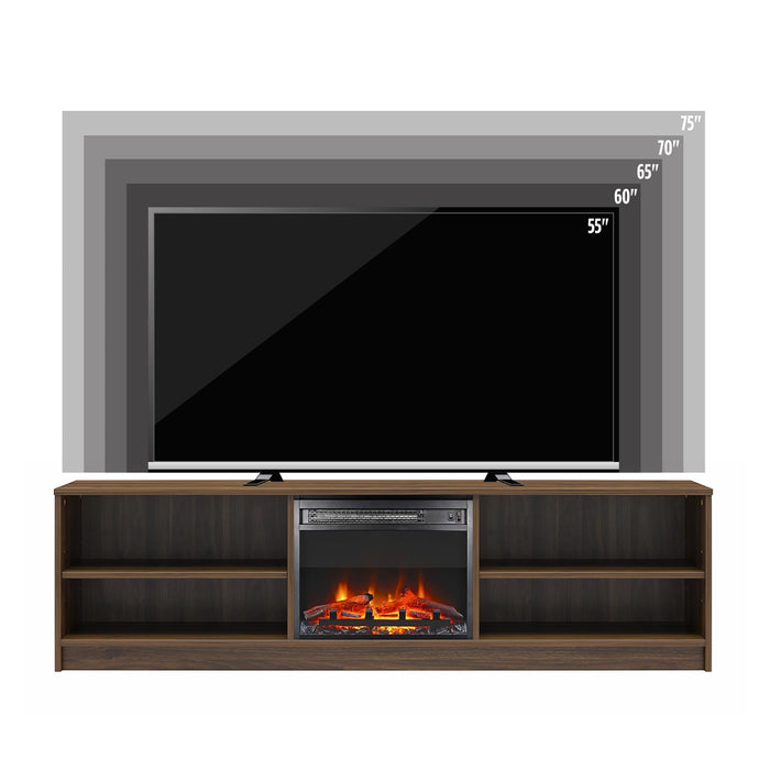 Meuble pour téléviseur Mainstays d’Ameriwood Home avec foyer électrique pour téléviseurs jusqu’à 75 po - noyer