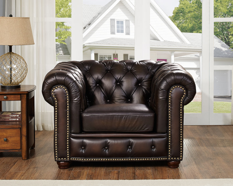 Fauteuil Albany en cuir de Hydeline - caramel