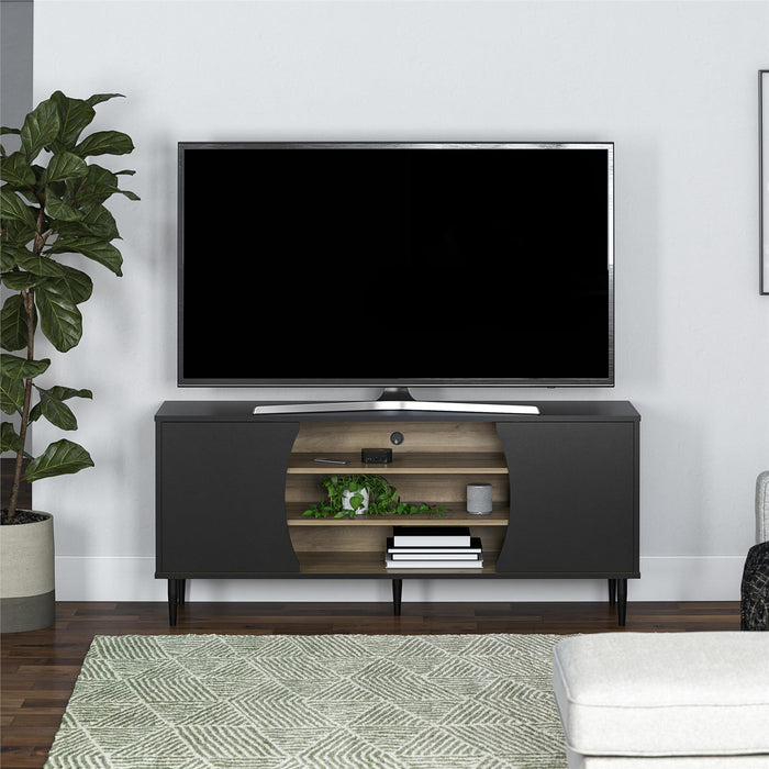 Console multimédia Delmar d’Ameriwood Home pour téléviseurs jusqu’à 65 po - noire et naturelle