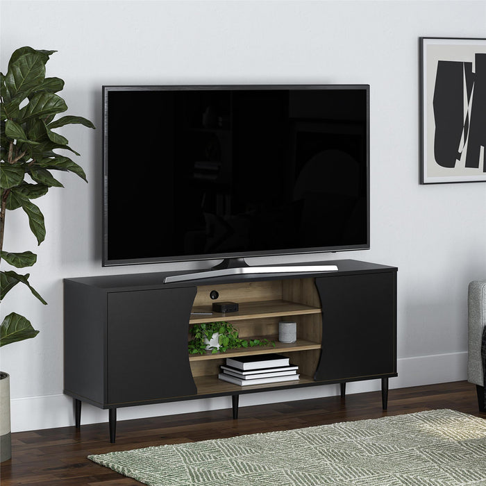 Console multimédia Delmar d’Ameriwood Home pour téléviseurs jusqu’à 65 po - noire et naturelle