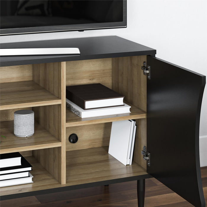 Console multimédia Delmar d’Ameriwood Home pour téléviseurs jusqu’à 65 po - noire et naturelle