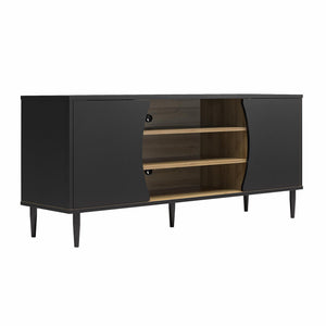 Console multimédia Delmar d’Ameriwood Home pour téléviseurs jusqu’à 65 po - noire et naturelle