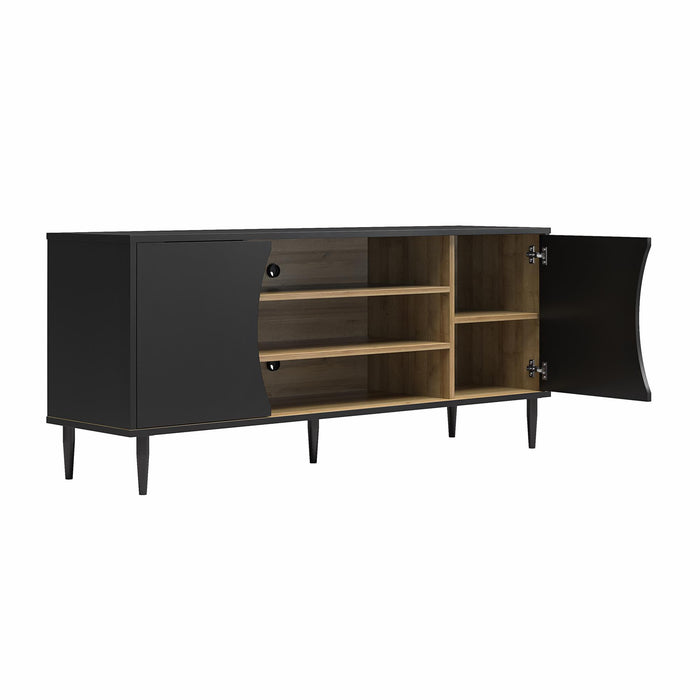 Console multimédia Delmar d’Ameriwood Home pour téléviseurs jusqu’à 65 po - noire et naturelle