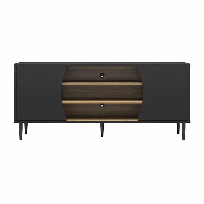Console multimédia Delmar d’Ameriwood Home pour téléviseurs jusqu’à 65 po - noire et naturelle