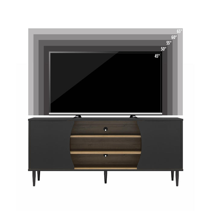 Console multimédia Delmar d’Ameriwood Home pour téléviseurs jusqu’à 65 po - noire et naturelle