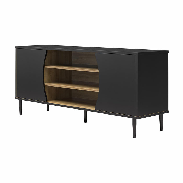 Console multimédia Delmar d’Ameriwood Home pour téléviseurs jusqu’à 65 po - noire et naturelle