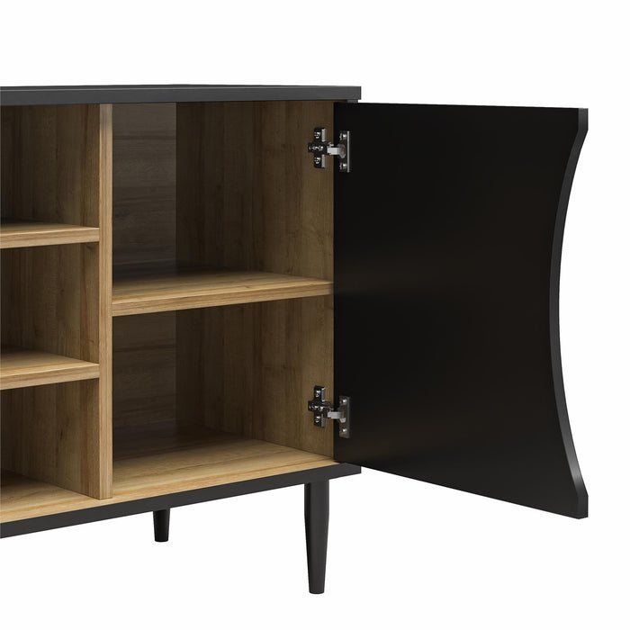Console multimédia Delmar d’Ameriwood Home pour téléviseurs jusqu’à 65 po - noire et naturelle