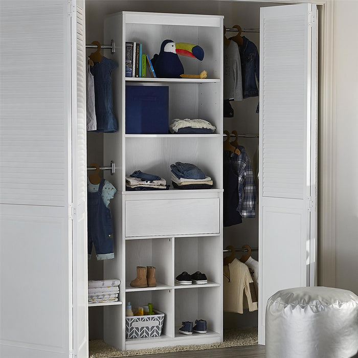 Système d’organisation de garde-robe réglable Grow with Me Little Seeds pour enfants - blanc