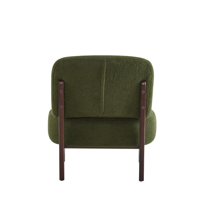 Coco Fauteuil de Salon Moderne en Bouclette avec Cadre en Bois Massif, Vert