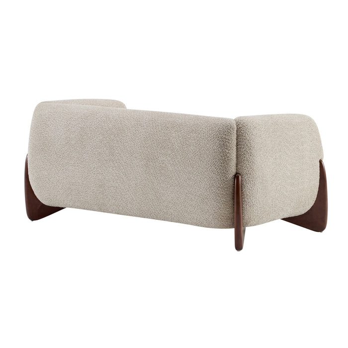 Lillian Canape deux places moderne en bois massif avec revetement en boucle, assise confortable, amande