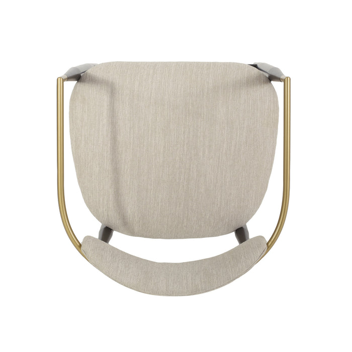 Ensemble De 2 Tabourets De Comptoir Aubrey Avec Dossier Ouvert, Revêtement En Tissu, Structure En Métal – Beige