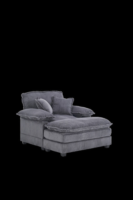 Liam Canape d'interieur moderne en velours cotele 46,9\" avec 2 coussins moelleux, Gris