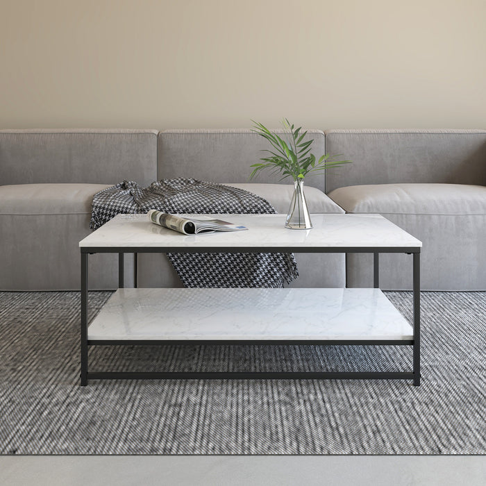 Nimbus Table Basse Rectangulaire avec Double Surface en Marbre