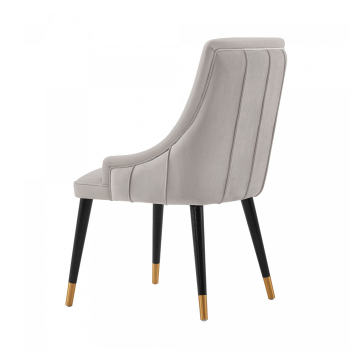 Chaise de salle a manger moderne en bois Eda avec revetement en tissu gris clair - Lot de 2