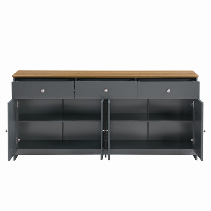 Grace Buffet en Bois Rustique de 55,1\" avec Portes et Tiroirs, Gris