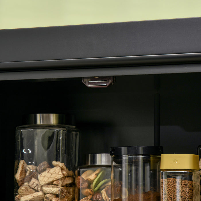 HOMCOM Garde-Manger Cuisine 4 Portes Autoportant Etageres Noir