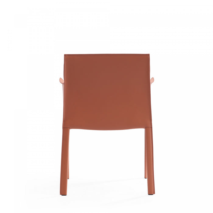 Chaise laterale moderne en cuir vegetalien Paris couleur argile - Lot de 2