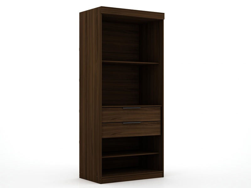 Armoire penderie contemporaine moderne Mulberry 2 pieces en brun chataigne