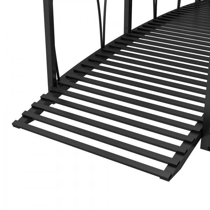 Outsunny 8' Pont De Jardin En Metal Avec Arche Et Ridelles, Pont D'etang