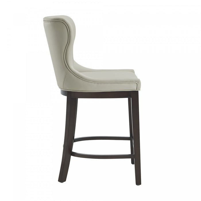 Tabouret de comptoir Blair moderne en bois avec revetement en tissu couleur pierre