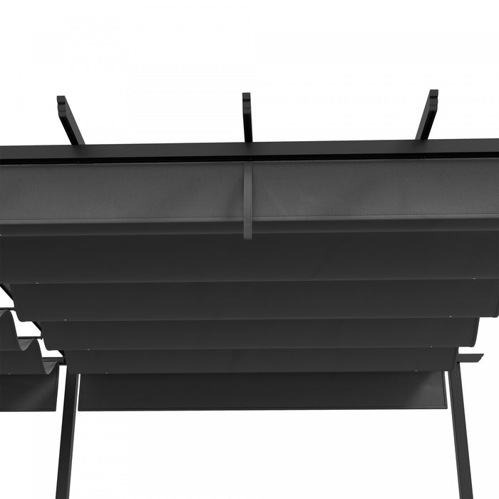 Outsunny Pergola Ave Auvent Retractable De 12' X 20', Pergola En Aluminium, Abri Pare-soleil Exterieur Pour Grill, Patio, Jardin, Terrasse