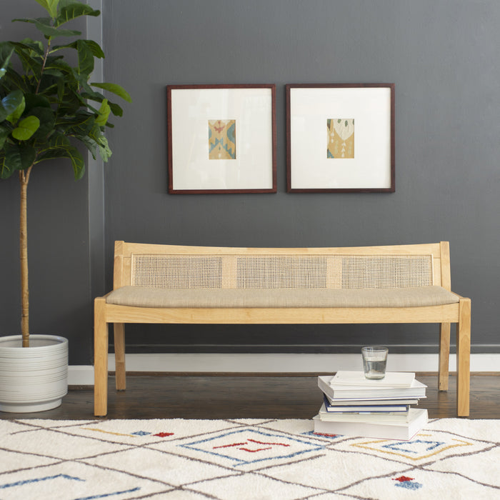 Banc Bauer en tissu et en cannage - naturel