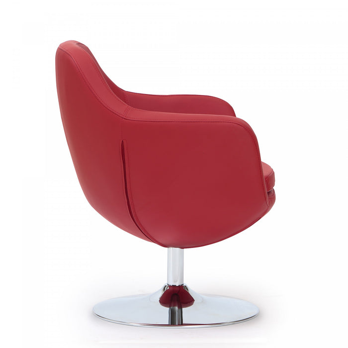 Fauteuil lounge pivotant moderne Caisson en tissu rouge - Lot de 2