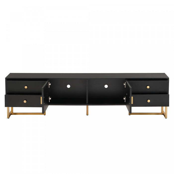 Gavin Meuble TV de 68,8\" avec Tiroirs de Rangement et Fonction d'Organisation des Medias, Noir