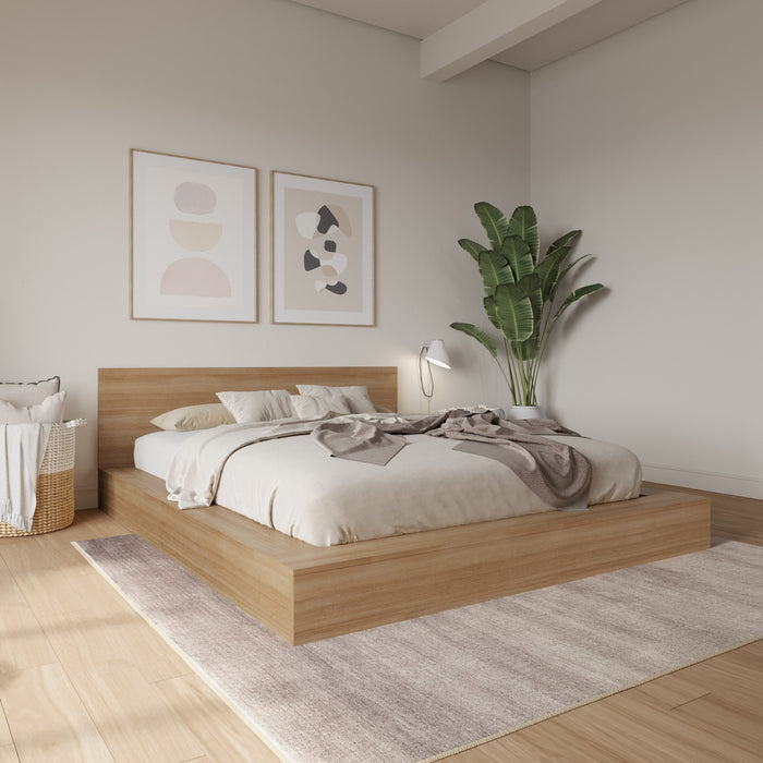 Kanso Lit a Plateforme Basse avec Tete de Lit