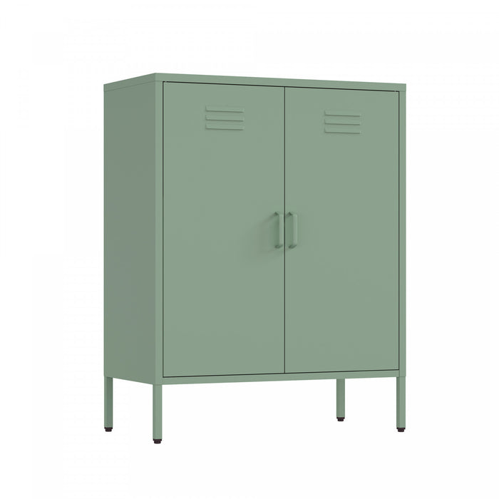 Armoires de rangement modernes Naomi 2 pieces en metal, vert sauge