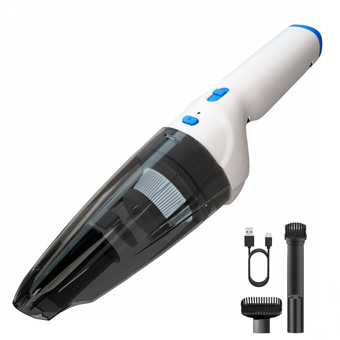 Aspirateur a main sans fil Panni 8 V avec recharge USB, suceur plat, brosse a poussiere, blanc, H5012