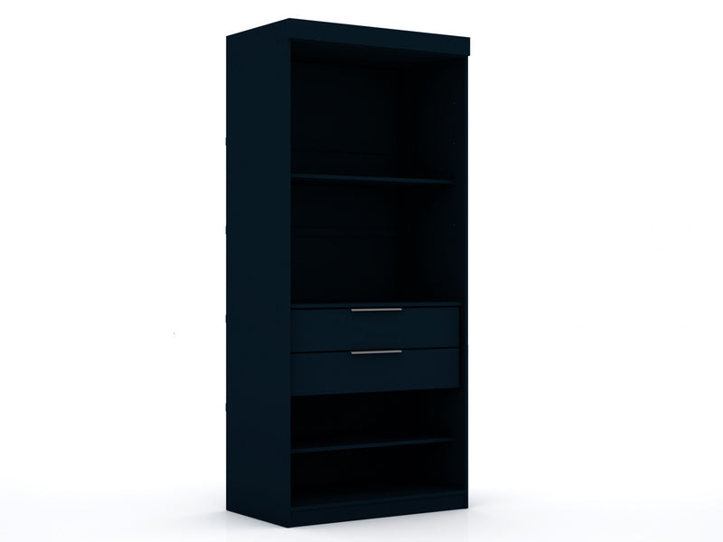 Armoire contemporaine moderne 2 pieces Mulberry en bleu minuit