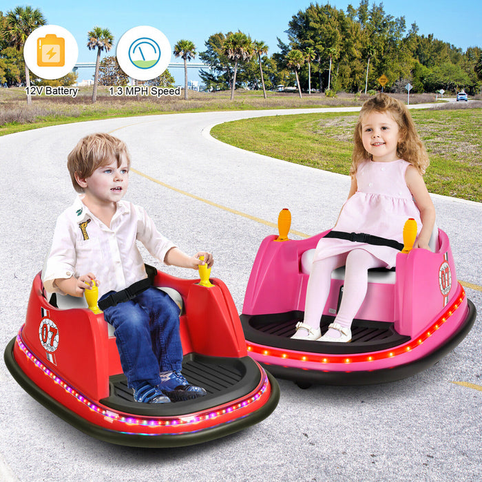 Costway 12v Vehicule 360¡a Spin Race Toy Kids Ride Sur La Voiture Pare-chocs W / Telecommande Rose