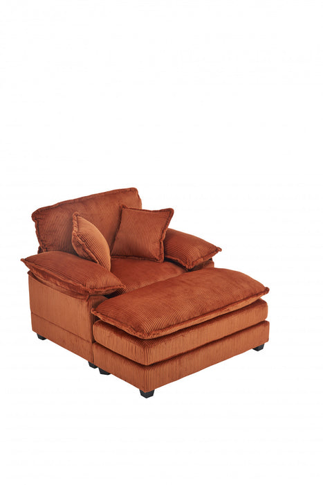 Liam Canape d'interieur moderne en velours cotele 46,9\" avec 2 coussins moelleux, Orange