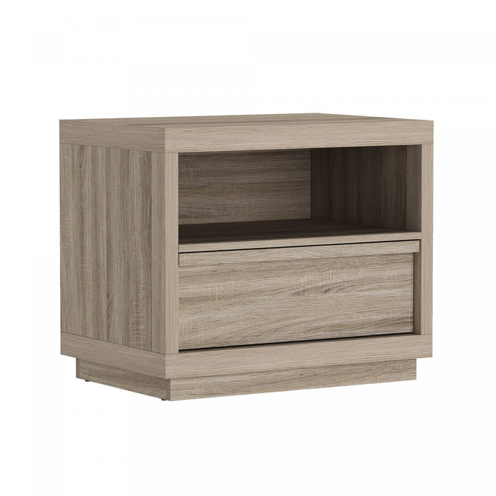 Table de nuit contemporaine Navis 66 cm en chene naturel (1 tiroir)