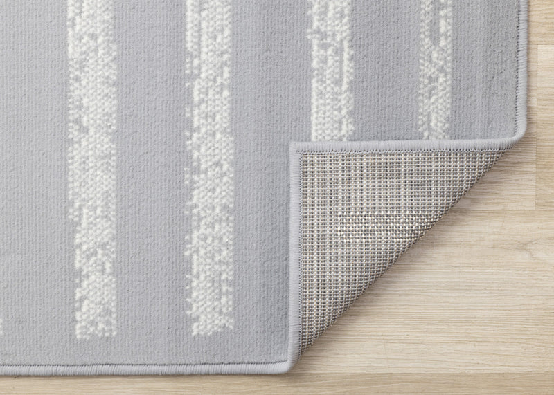 Carpette Forte grise et blanche à motif de rayures modernes - 7 pi 9 po x 10 pi 6 po