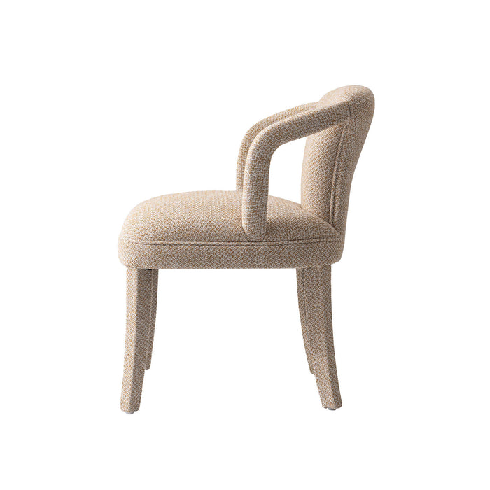 Fauteuil Palmer style milieu du siecle moderne en tweed dore - Lot de 2