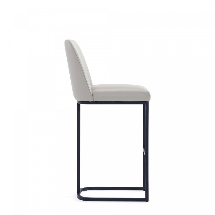 Tabouret de bar moderne en metal et tissu Serena, gris clair - Lot de 3