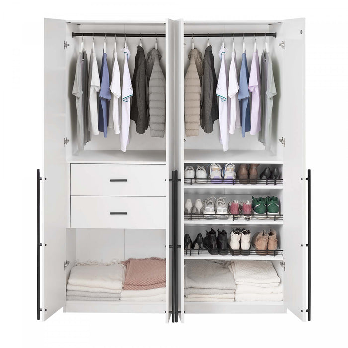 Armoire-penderie moderne Lee 2 pieces en blanc