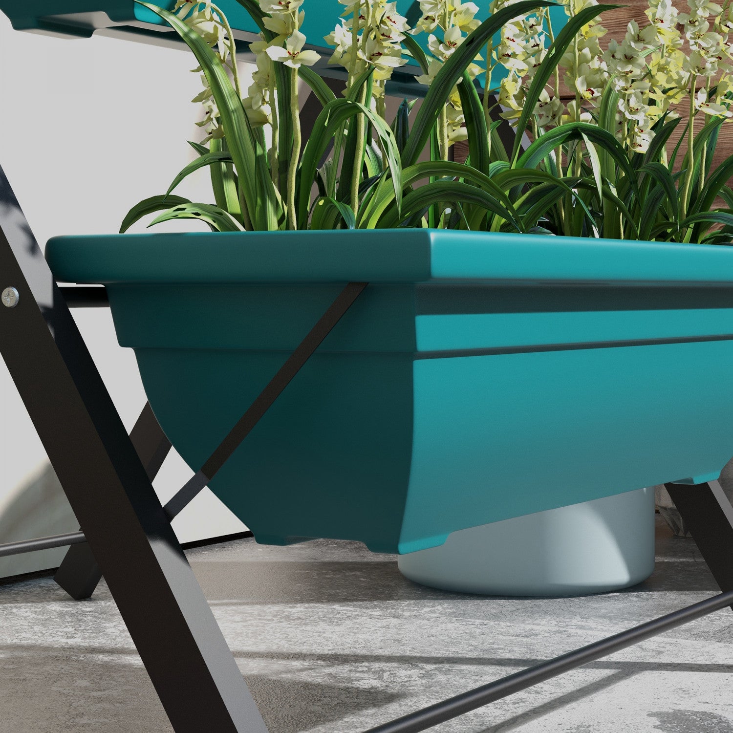 Botle Lot De 3 Jardinières Ovales Balcon 39,5 Cm - 12,3 L - Vert Citron - Avec Support Balustrade
