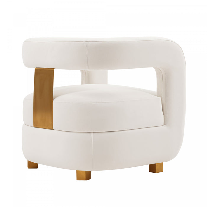 Fauteuil lounge moderne Amirah en velours blanc - Lot de 2
