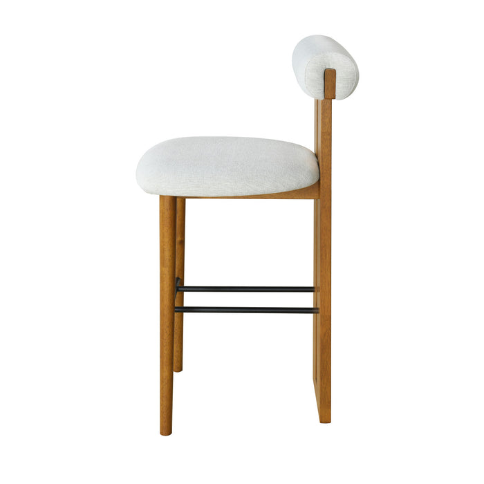 Sophia – Lot de 2 tabourets de bar modernes d’interieur en bois d’hevea avec dossier de soutien, couleur ivoire et noyer